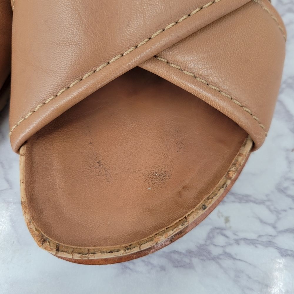 Stuart Weitzman Tan Leather Slide Sandals - Picture 6 of 12